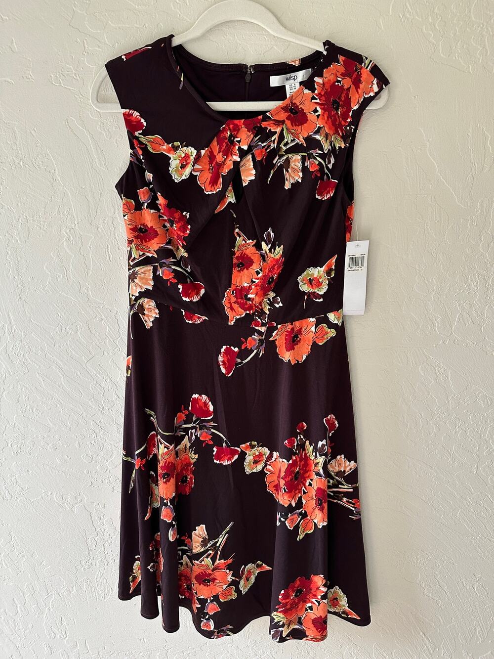 WISP | Women's Ceena Jersey Dress Floral A-Line NEW Size 6 Sleeveless Burgundy